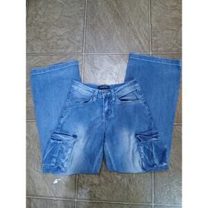 Fire & Rain Denim Wide Leg Cargo Pants Womens Side 00 Light Wash